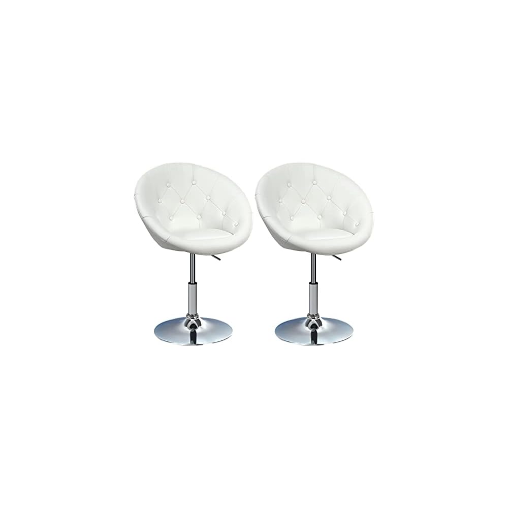 WATERJOY Swivel Vanity Chair with Back, Modern Height Adjustable Makeup Chair with Chrome Frame for Lounge Pub Bar