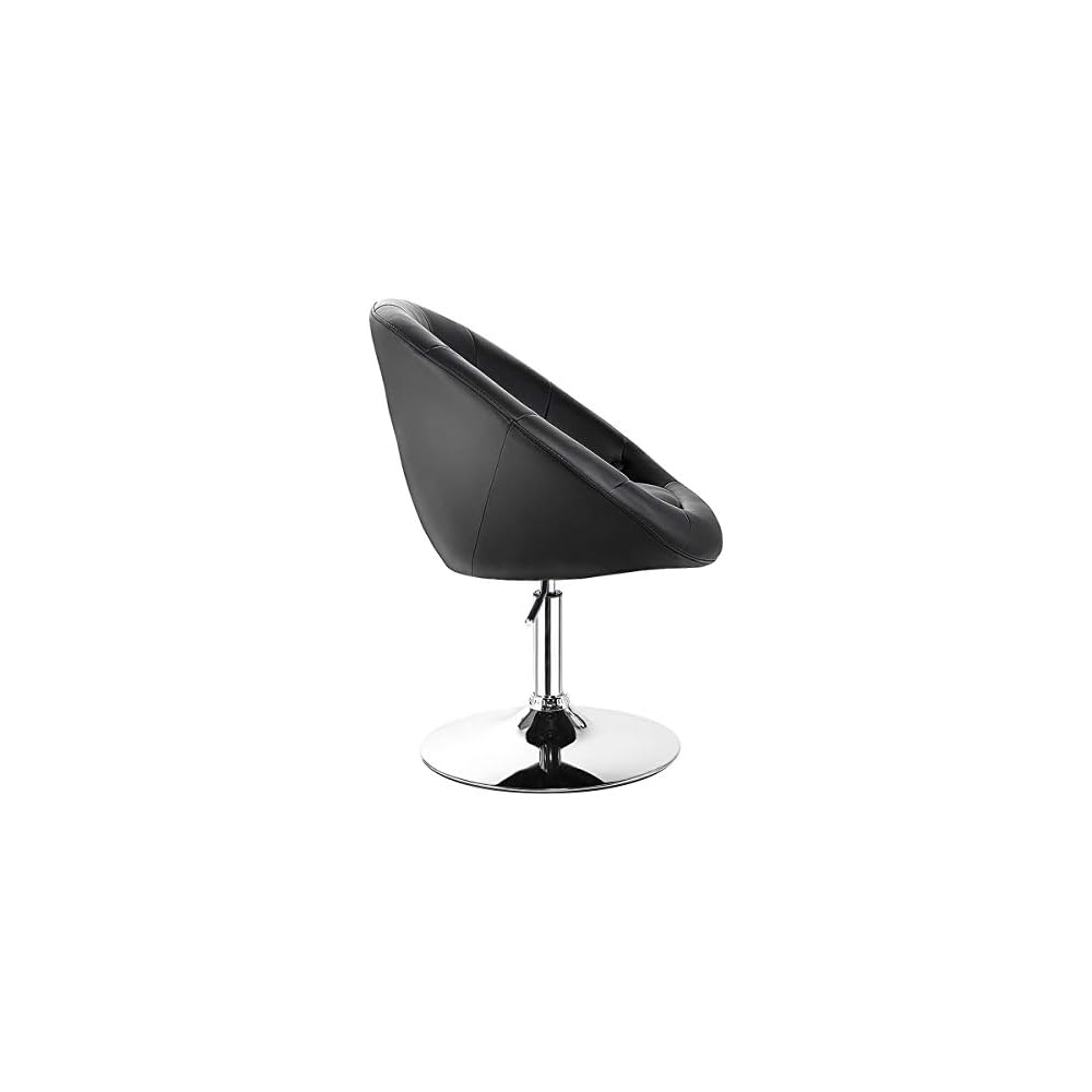 WATERJOY Swivel Vanity Chair with Back, Modern Height Adjustable Makeup Chair with Chrome Frame for Lounge Pub Bar
