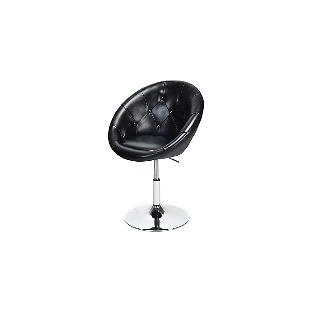 WATERJOY Swivel Vanity Chair with Back, Modern Height Adjustable Makeup Chair with Chrome Frame for Lounge Pub Bar