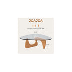 Coffee Table for Living Room Mid Century Modern Center Table with Glass Top and Wood, 32 Inch, Brown/Black