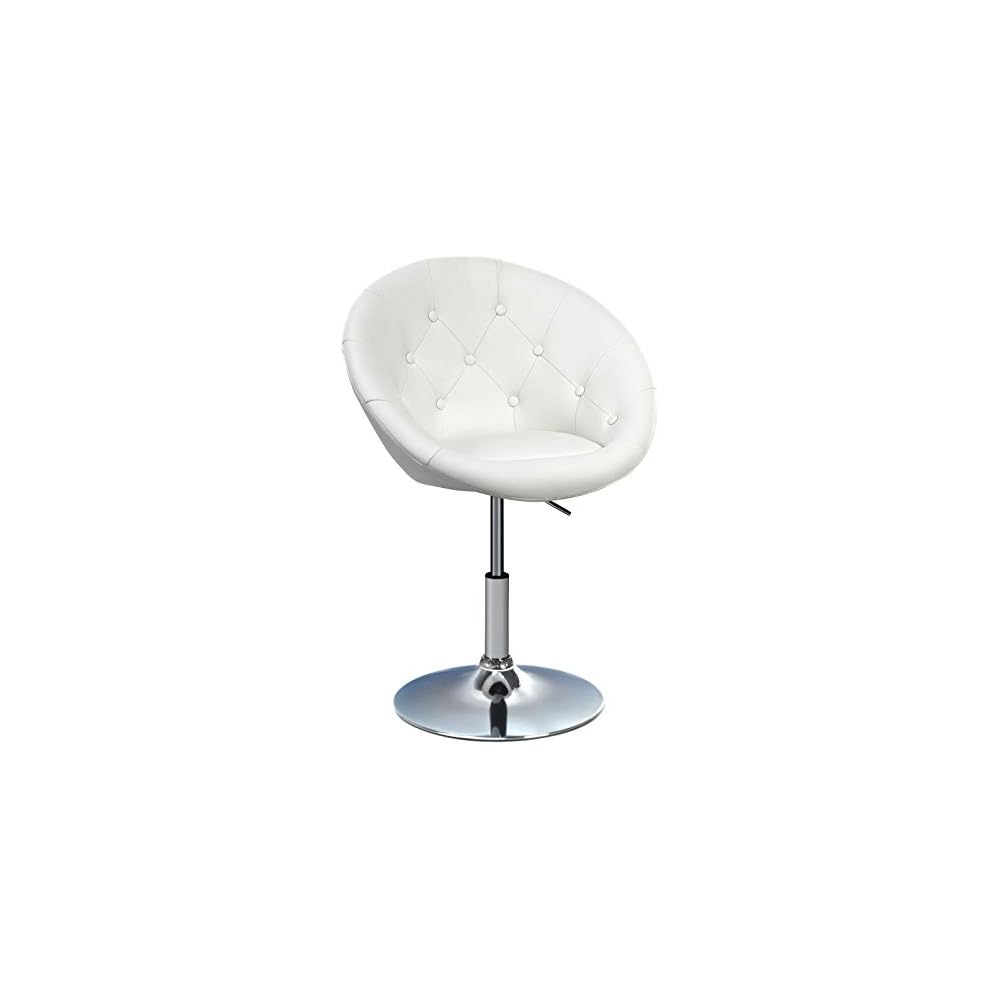 WATERJOY Swivel Vanity Chair with Back, Modern Height Adjustable Makeup Chair with Chrome Frame for Lounge Pub Bar