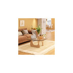 Coffee Table for Living Room Mid Century Modern Center Table with Glass Top and Wood, 32 Inch, Brown/Black