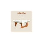 Coffee Table for Living Room Mid Century Modern Center Table with Glass Top and Wood, 32 Inch, Brown/Black