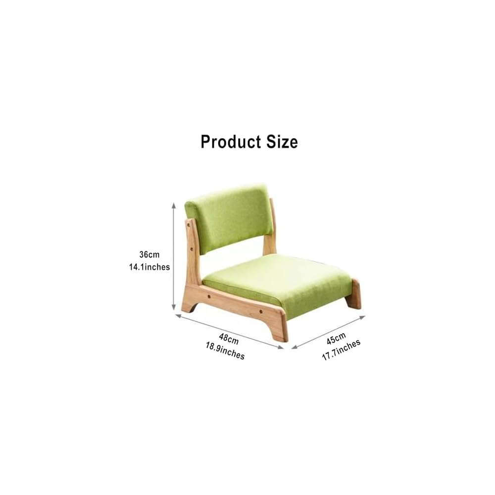 Portable Japanese Floor Chair with Back Support, Soft Low-Back Cushion Seat, Armless Lounge for Living Room, Bedroom, Bay Window, Reading, and Relaxation