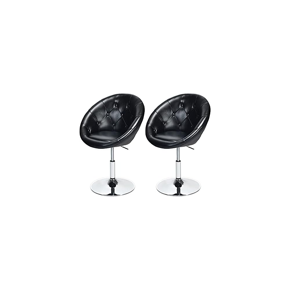 WATERJOY Swivel Vanity Chair with Back, Modern Height Adjustable Makeup Chair with Chrome Frame for Lounge Pub Bar