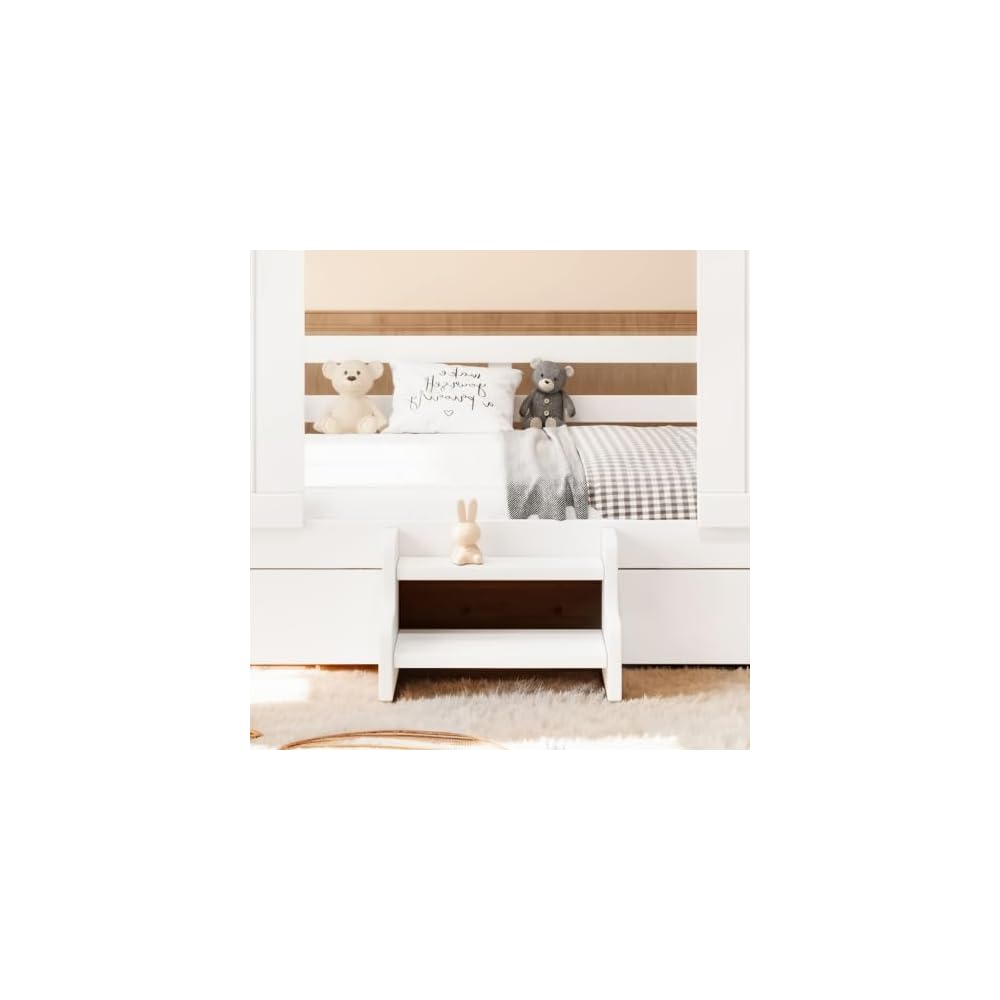 Bellemave Twin Farmhouse Platform Bed with Bulb and Drawers, White