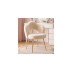 Vanity Chair with Gold Legs, Fluffy Makeup Chair for Bedroom, Pink