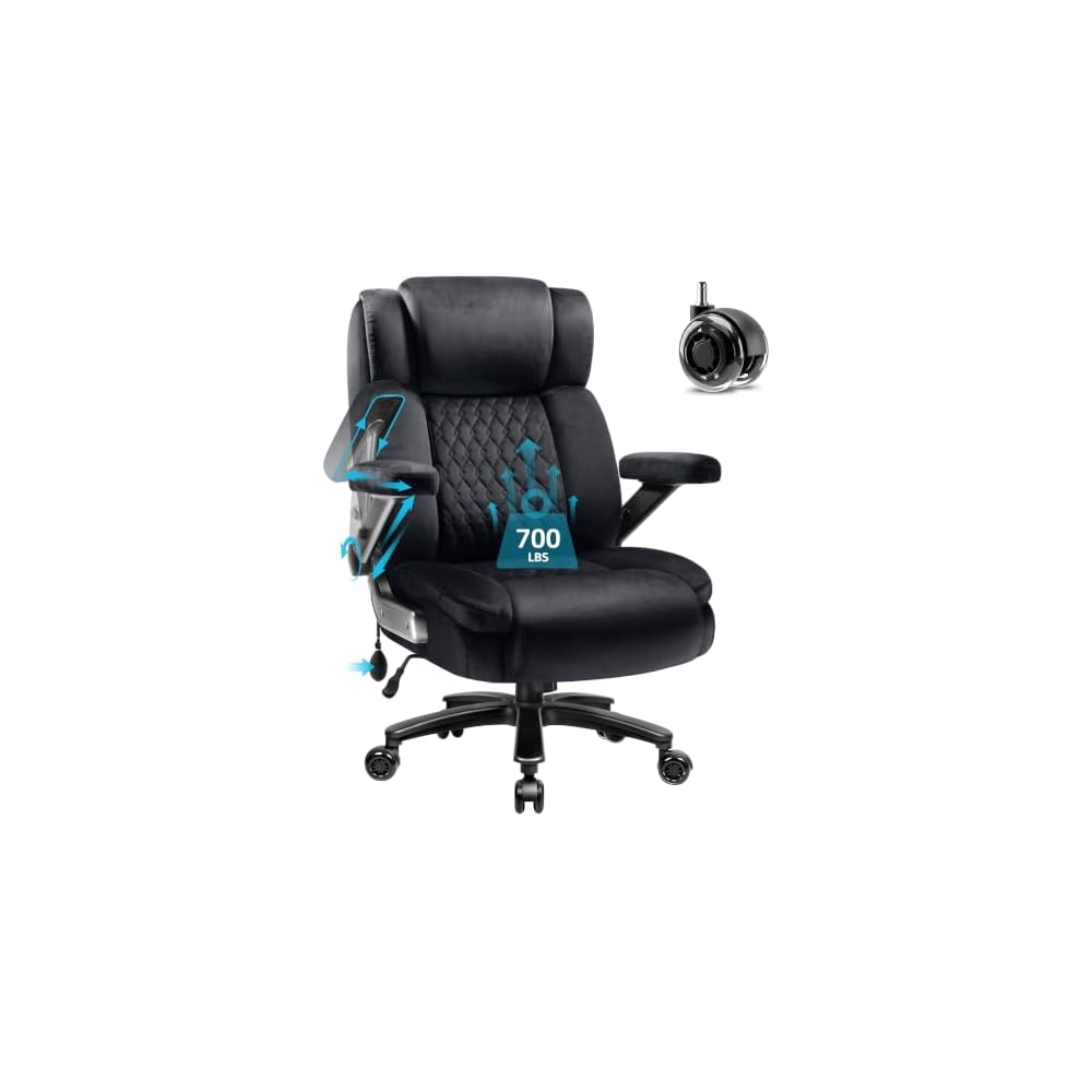 OFIKA 700LBS Heavy Duty Big&Tall Office Chair, 5D Flip Arms & Lumbar | Executive Chair,Dual Rubber Casters,Adjustable Lumbar Support,Thick Padded Seat,Sturdy Steel Frame,Computer Office Use