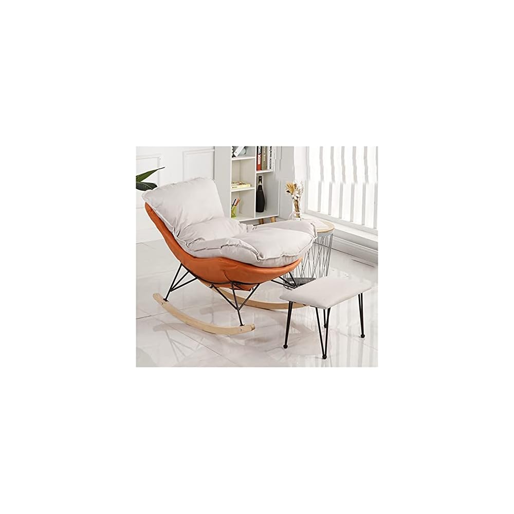 LSLYTQ Single Sofa Rocking Chair with Footstool Comfortable and Breathable Accent Chair with Arms Upholstered Seat Home Theater Seating for Living Room Waterproof and Dirt Proof Fabric