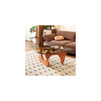 Coffee Table for Living Room Mid Century Modern Center Table with Glass Top and Wood, 32 Inch, Brown/Black