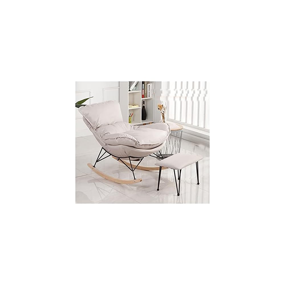 LSLYTQ Single Sofa Rocking Chair with Footstool Comfortable and Breathable Accent Chair with Arms Upholstered Seat Home Theater Seating for Living Room Waterproof and Dirt Proof Fabric