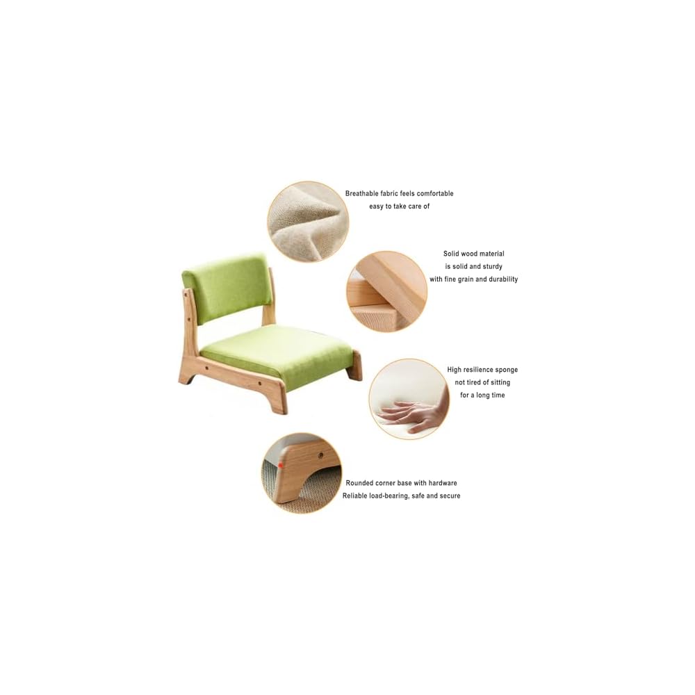 Portable Japanese Floor Chair with Back Support, Soft Low-Back Cushion Seat, Armless Lounge for Living Room, Bedroom, Bay Window, Reading, and Relaxation