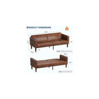 Garvee 75" Faux Leather Sofa Bed, Three Adjustable Angles, Brown