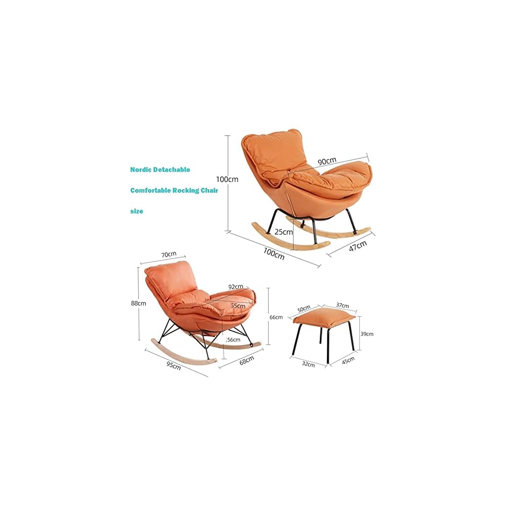 LSLYTQ Single Sofa Rocking Chair with Footstool Comfortable and Breathable Accent Chair with Arms Upholstered Seat Home Theater Seating for Living Room Waterproof and Dirt Proof Fabric