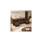Home Living Room Couch, Modular Sectional Sofa, Brown 2-Seat Straight Couch