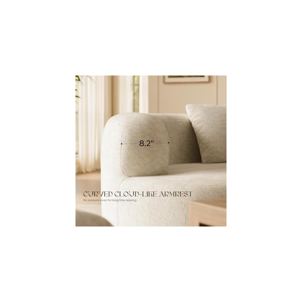 66" Boneless Loveseat Sofa Modern Curved Couch for Small Spaces Cream White