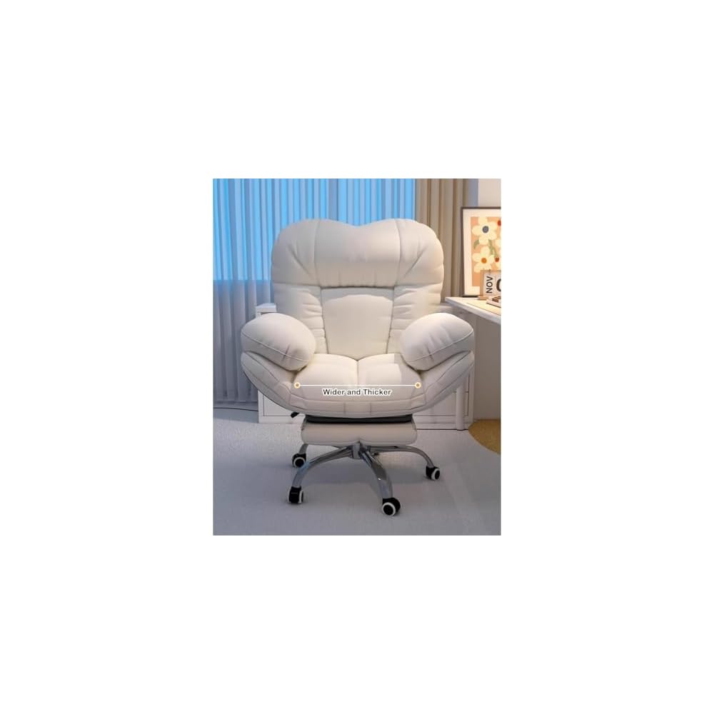 Ergonomic Recliner Gaming Chair with Lift Mechanism, Comfortable Home Office Desk Chair, Lazy Sofa for Living Room, Light Gray with Footrest, One Size