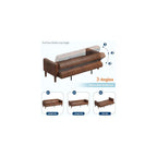 Garvee 75" Faux Leather Sofa Bed, Three Adjustable Angles, Brown