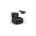 Leather Recliner Chair, Modern Living Room Chair for Adults with Massage and Heating Functions, Recliner Rocking Chair for Bedroom with Remote Control, Lazy Boy Recliner for Small Spaces (Black)