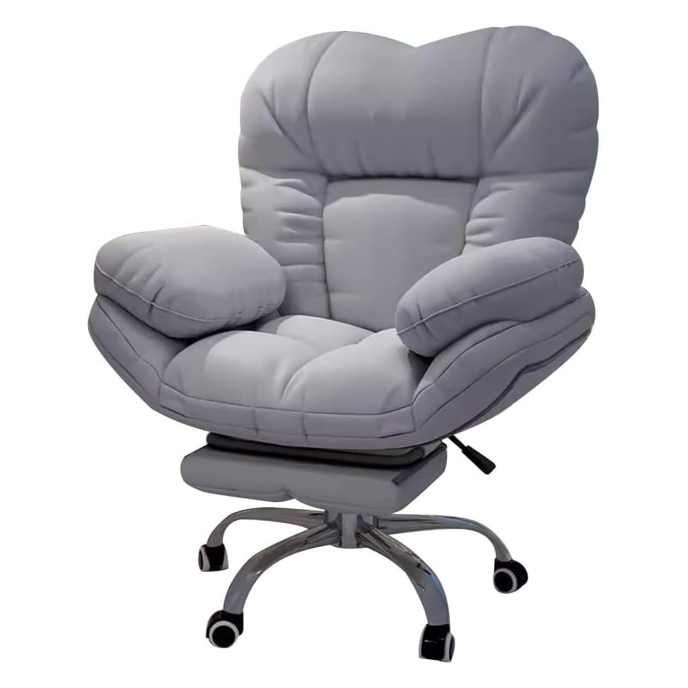 Ergonomic Recliner Gaming Chair with Lift Mechanism, Comfortable Home Office Desk Chair, Lazy Sofa for Living Room, Light Gray with Footrest, One Size