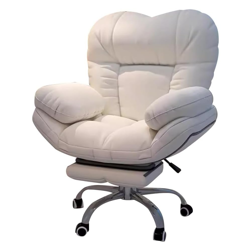 Ergonomic Recliner Gaming Chair with Lift Mechanism, Comfortable Home Office Desk Chair, Lazy Sofa for Living Room, Light Gray with Footrest, One Size