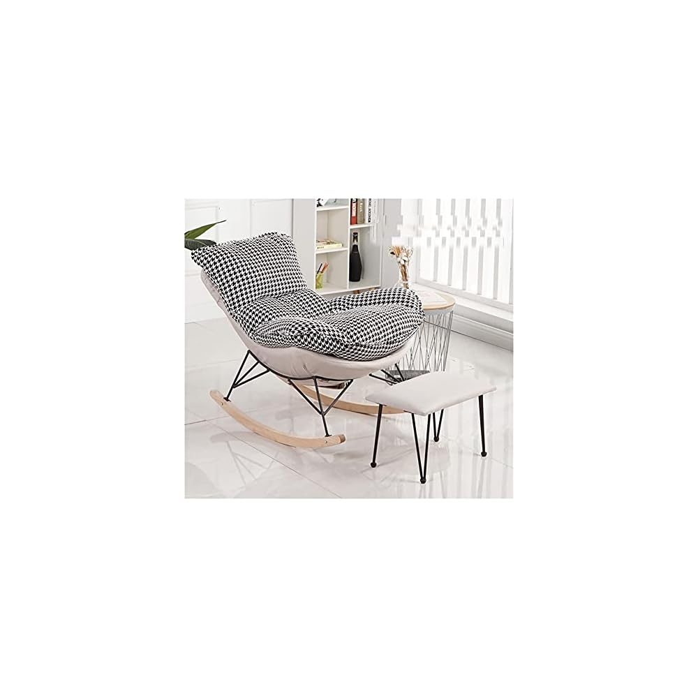 LSLYTQ Single Sofa Rocking Chair with Footstool Comfortable and Breathable Accent Chair with Arms Upholstered Seat Home Theater Seating for Living Room Waterproof and Dirt Proof Fabric