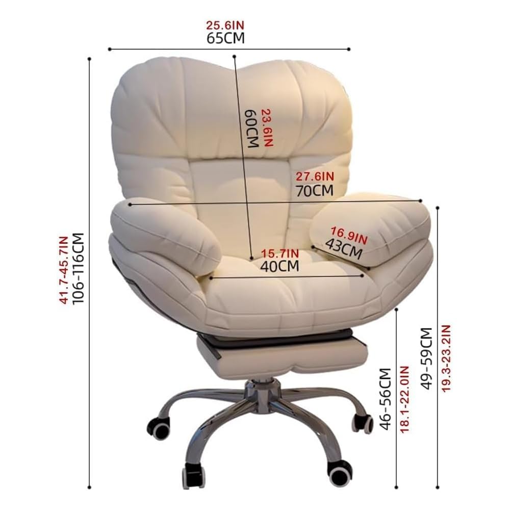 Ergonomic Recliner Gaming Chair with Lift Mechanism, Comfortable Home Office Desk Chair, Lazy Sofa for Living Room, Light Gray with Footrest, One Size