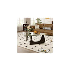 Coffee Table for Living Room Mid Century Modern Center Table with Glass Top and Wood, 32 Inch, Brown/Black