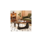 Coffee Table for Living Room Mid Century Modern Center Table with Glass Top and Wood, 32 Inch, Brown/Black