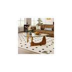 Coffee Table for Living Room Mid Century Modern Center Table with Glass Top and Wood, 32 Inch, Brown/Black
