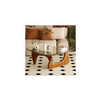 Coffee Table for Living Room Mid Century Modern Center Table with Glass Top and Wood, 32 Inch, Brown/Black