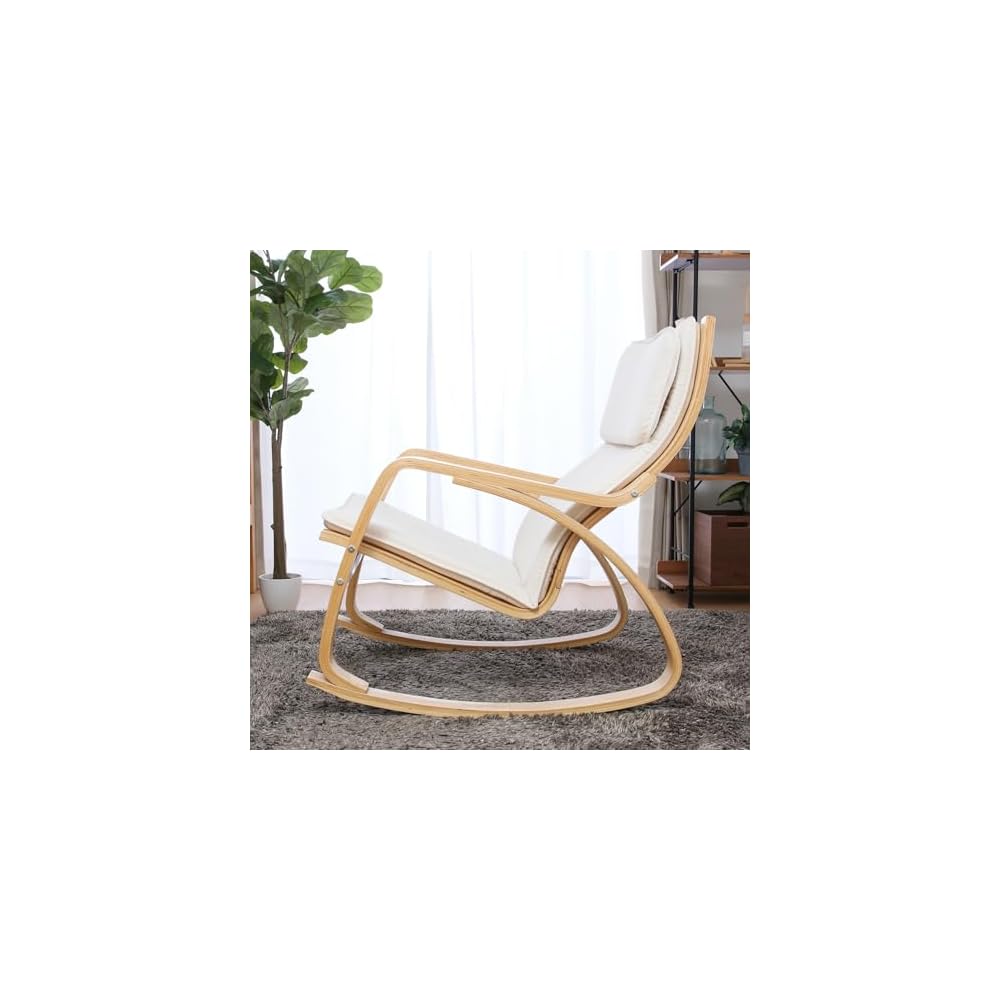 Fuji Boeki 40817 Relaxing Rocking Chair, 1 Seater, Width 26.4 x Depth 37.8 x Height 35.4 inches (67 x 96 x 90 cm), Ivory, Wood,