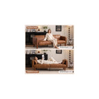 Garvee 75" Faux Leather Sofa Bed, Three Adjustable Angles, Brown