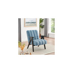 Roundhill Furniture Rella Modern Teddy Sherpa Accent Chair with Espresso Wood Frame, Beige
