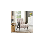 Roundhill Furniture Rella Modern Teddy Sherpa Accent Chair with Espresso Wood Frame, Beige