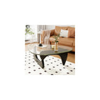 Coffee Table for Living Room Mid Century Modern Center Table with Glass Top and Wood, 32 Inch, Brown/Black