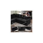 KCGKCG 118" Sleeper Sofa Bed, Sectional Couches for Living Room/Apartment, Chenille L Shaped Couch with Pull Out Couch Bed, Convertible Sectional Sofa with Rolled Arm & Nailhead Trim, Black