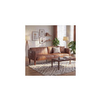 Garvee 75" Faux Leather Sofa Bed, Three Adjustable Angles, Brown