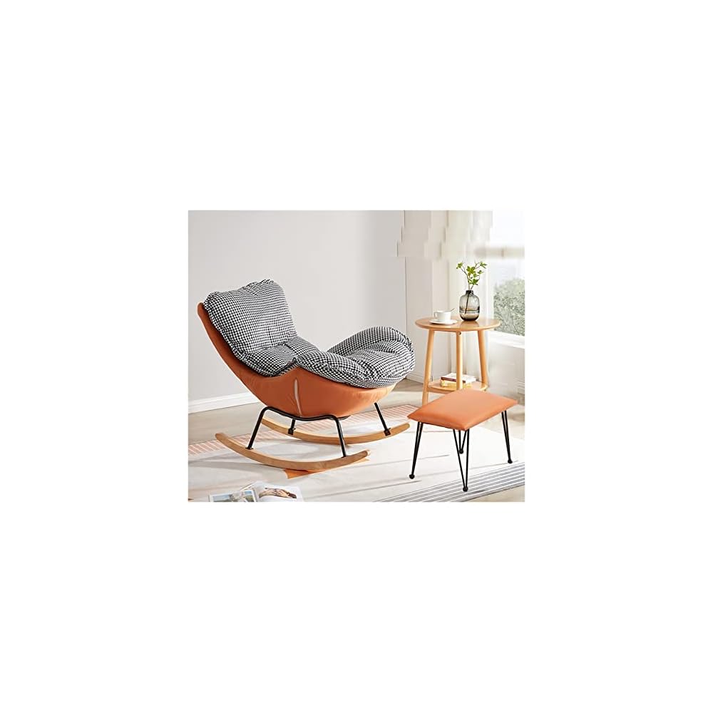 LSLYTQ Single Sofa Rocking Chair with Footstool Comfortable and Breathable Accent Chair with Arms Upholstered Seat Home Theater Seating for Living Room Waterproof and Dirt Proof Fabric