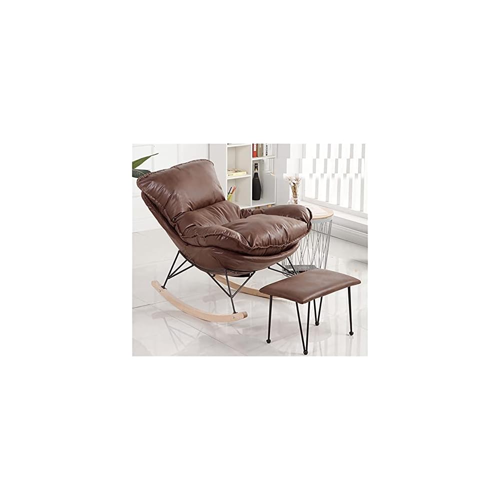 LSLYTQ Single Sofa Rocking Chair with Footstool Comfortable and Breathable Accent Chair with Arms Upholstered Seat Home Theater Seating for Living Room Waterproof and Dirt Proof Fabric