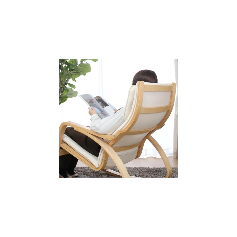 Fuji Boeki 40817 Relaxing Rocking Chair, 1 Seater, Width 26.4 x Depth 37.8 x Height 35.4 inches (67 x 96 x 90 cm), Ivory, Wood,