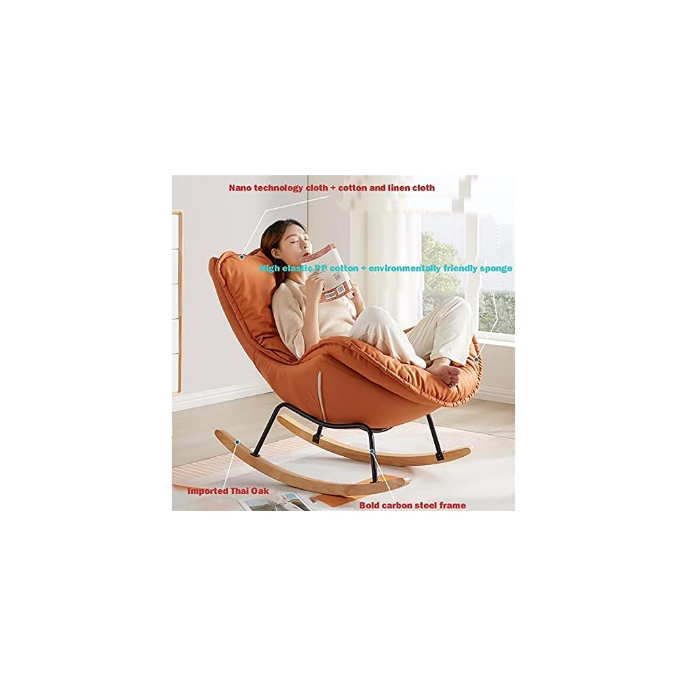 LSLYTQ Single Sofa Rocking Chair with Footstool Comfortable and Breathable Accent Chair with Arms Upholstered Seat Home Theater Seating for Living Room Waterproof and Dirt Proof Fabric