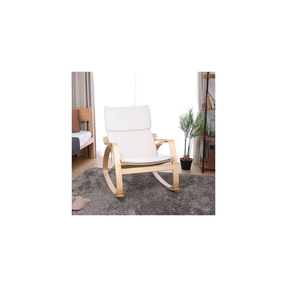 Fuji Boeki 40817 Relaxing Rocking Chair, 1 Seater, Width 26.4 x Depth 37.8 x Height 35.4 inches (67 x 96 x 90 cm), Ivory, Wood,