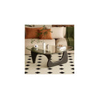 Coffee Table for Living Room Mid Century Modern Center Table with Glass Top and Wood, 32 Inch, Brown/Black