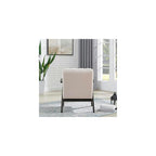 Roundhill Furniture Rella Modern Teddy Sherpa Accent Chair with Espresso Wood Frame, Beige
