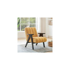 Roundhill Furniture Rella Modern Teddy Sherpa Accent Chair with Espresso Wood Frame, Beige