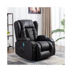 Leather Recliner Chair, Modern Living Room Chair for Adults with Massage and Heating Functions, Recliner Rocking Chair for Bedroom with Remote Control, Lazy Boy Recliner for Small Spaces (Black)
