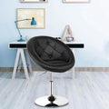 WATERJOY Swivel Vanity Chair with Back, Modern Height Adjustable Makeup Chair with Chrome Frame for Lounge Pub Bar
