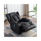 Leather Recliner Chair, Modern Living Room Chair for Adults with Massage and Heating Functions, Recliner Rocking Chair for Bedroom with Remote Control, Lazy Boy Recliner for Small Spaces (Black)