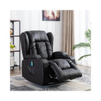 Leather Recliner Chair, Modern Living Room Chair for Adults with Massage and Heating Functions, Recliner Rocking Chair for Bedroom with Remote Control, Lazy Boy Recliner for Small Spaces (Black)